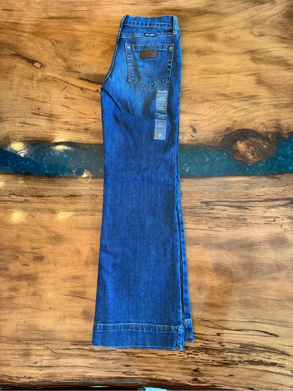 Wrangler Girls Trouser Flare Jeans in Deep Blue Denim